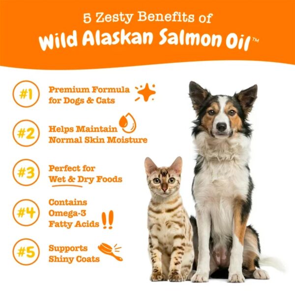 Zesty Paws Pure Wild Alaskan Salmon Oil Liquid Food Supplement for Dogs or Cats, 8 fl oz, Skin Care - Image 3