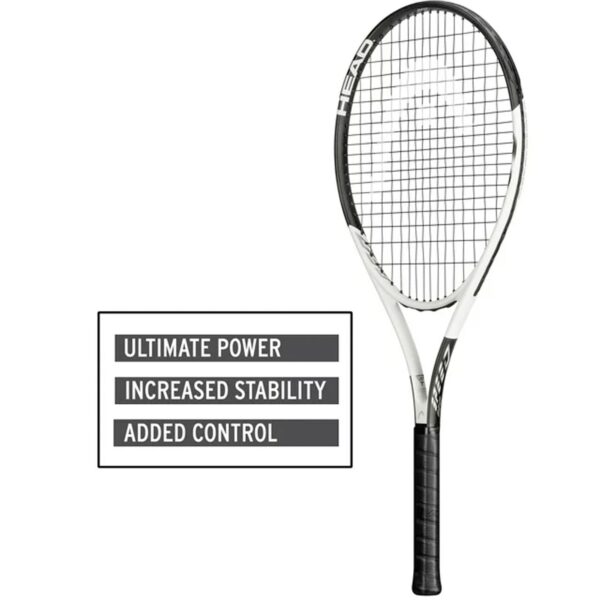 Geo Speed Adult Tennis Racquet, Pre-Strung, Black_White, 10.4 oz. Weight, 105 Sq. in. Racquet Head Size - Image 3